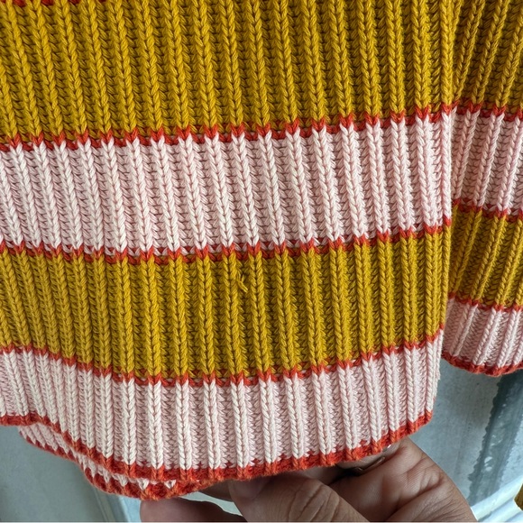 Free People Just My Stripe Pink and Mustard Knit Sweater - Picture 3 of 5